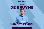 开云-实至名归!英超官方：德布劳内当选曼城5-2水晶宫球迷票选全场最佳